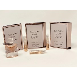 Lancôme 4 pc - 1 La Vie Est Belle EDP Mini .13oz no box 3 spray vials on cards NEW 4 pac