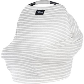 Milk Snob Original 5-in-1 Cover - Added Privacy for Breastfeeding, Baby Car Seat, Carrier, Stroller, High Chair, Shopping Cart, Lounger Canopy - Newborn Essentials, Nursing Top (Heather Grey Stripe)