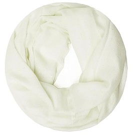 Gloop 01122-01123-P Women's Elegant Plain Loop Scarf, Tube Scarf, Plain Colour, Lightweight Tube Scarf, Cream with glitter 01123a13