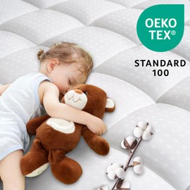 LEISURE TOWN Mattress Pad King Size Soft Cotton Mattress Cover,Quilted Fitted Mattress Topper with Deep Pocket fits 8-21 inch Mattress,Breathable Fluffy Pillow Top,Cooling Mattress Protector,White