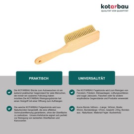 KOTARBAU® Natural Hair Car Wash Brush 340 mm Short Car Cleaning Brush Multi Brush Hand Brush Whisk Soft Brush for Cleaning Car Windows
