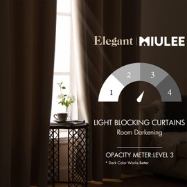 MIULEE Blackout Curtains for Bedroom Living Room Thermal Insulated Room Darkening Grommet Top Solid Light Blocking Drapery Set of 2 Window Panels 52 x 72 Inches Beige