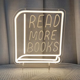 Read More Books Neon Sign Pencil Neon Light Student LED Neon Light Colorful Neon Light Up Sign Suitable for Classroom Bookstore Library Museum Study Room,(11.8"*10.7")