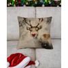 PreLiving Christmas Reindeer Pillow Cover 18x18 – Cute Red-Nosed Deer