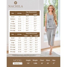 NACHILA Pajamas for Women-Viscose Made from Bamboo, Sleeveless Pjs Tank Top Capri Pants Pajama Sets Cooling Sleepwear Yellow XXL