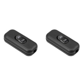 Rebower AC 250V 6A In-Line Cord Switch On-Off Control DPST Switch for Lamp Bedroom Lighting 60x26mm/Black/2pcs