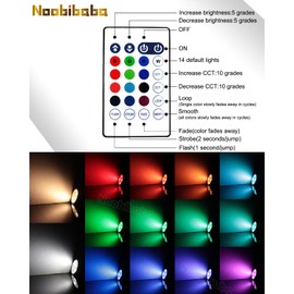 Noobibaba GU10 Color Changing LED Bulbs with Exclusive Loop Mode (Monochrome Fade), RGB + Adjustable White 2700K-6000K, 5W 35W Equivalent, GU10 LED Bulbs Remote Control 100-240V, 6-Pack