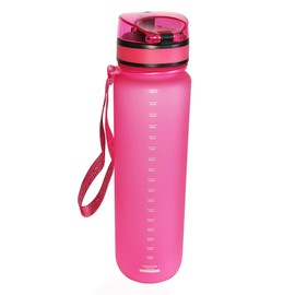 Golfball-Uhu Tritan Water Bottle, 1 Litre, BPA-Free, for Sports, Fitness, Outdoor, Office, Leak-Proof, Flip-Top Lid, Fruit Strainer (Red)