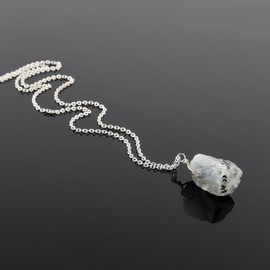 Sunshinegems Natural Rainbow Moonstone Crystal Pendant Necklace, Blue Fire Raw Gemstone, Gift for Her, Birthday, Gemstone Jewelry 18 inch