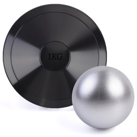 Roadtofree 6 Lbs Cast Iron Shot Put & 1kg Rubber Discus Track & Field Starter Kit for School Athletics Training & Competition (Silver, 6 Ibs)