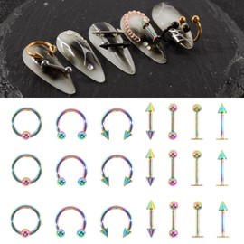 BAIYIYI 3D Metal Punk Nail Charms Tungsten Carbide Cross Nail Charm Hanging Rings Charms Spike Nose Rings Lip Rings Y2K Punk Studs Alloy Nail Charms for Gothic Nail Decorations Face Makeup