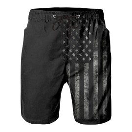 FT FENTENG Mens Swim Trunks for Men, Hawaii Quick Dry Beach Swimming Trunks, Vintage Black American Flag Board Shorts Men's Swimwear Bathing Suit with Mesh Lining, X-Large