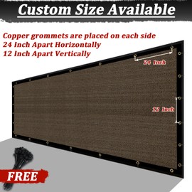 Amagenix Privacy Fence Scocha 4'x 16'Custom Size Mesh Fencing Shade Cover with Brass Mrommets Heavy Duty Protective Covering for Outdooor Garden Backyard，Mocha
