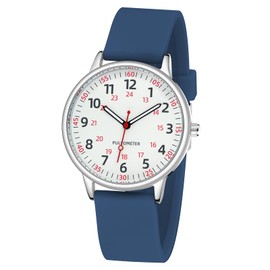 TWOPTION Nurse Watch for Women Waterproof Analog Silicone Watch with Second Hand Nursing Second Hand Watch for Nursing Essentials (Blue)