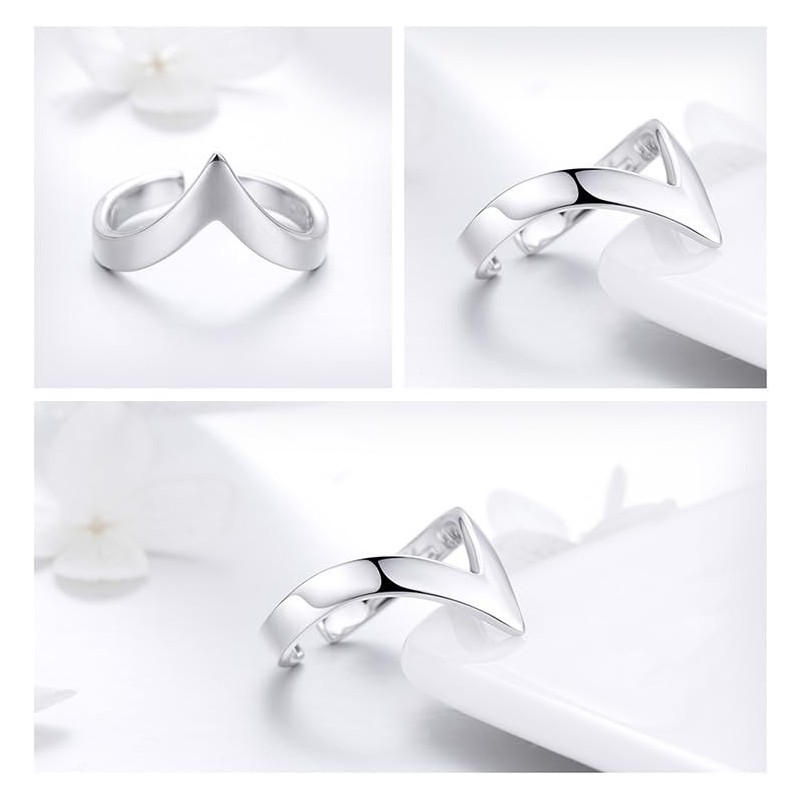 V Shape Open Thick Minimalist Engagement Ring Dainty Adjustable Simple