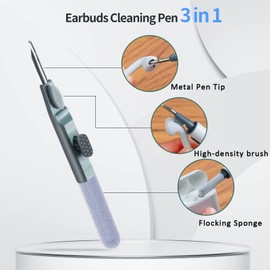 Airpod Cleaner Kit, Earbud Cleaning Kitfor Airpods Pro 1 2 3,Multi-FunctionCleaning Pen with Soft Brush FlockingSponge, Suitable for BluetoothHeadset, Charging Box, Mobile Phone,Earbud (1Pcs)