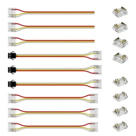 PAUTIX 12mm Connectors for RGB Smart IC COB LED Strip Light,3-Pin Solderless Terminal Connection Kit,Dual-End Extension Connector,Strip to Male Plug Connector,Gapless Connector,Strip to Wire Connector