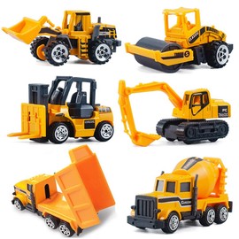 CORPER TOYS Mini Car, Set of 6, Construction, Work Vehicles, Excavator, Dump Car, Toy, Model Car, Construction Site Collection