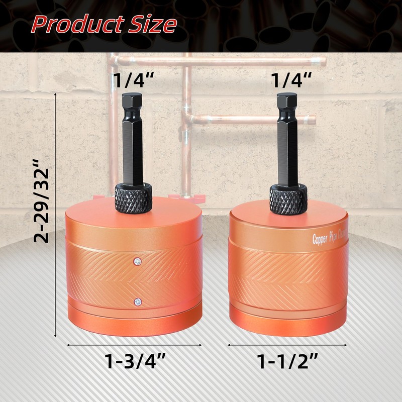 Metal Copper Pipe Cleaner for Drill, 2 Tube Cleaning Brush(1/2",3/4")