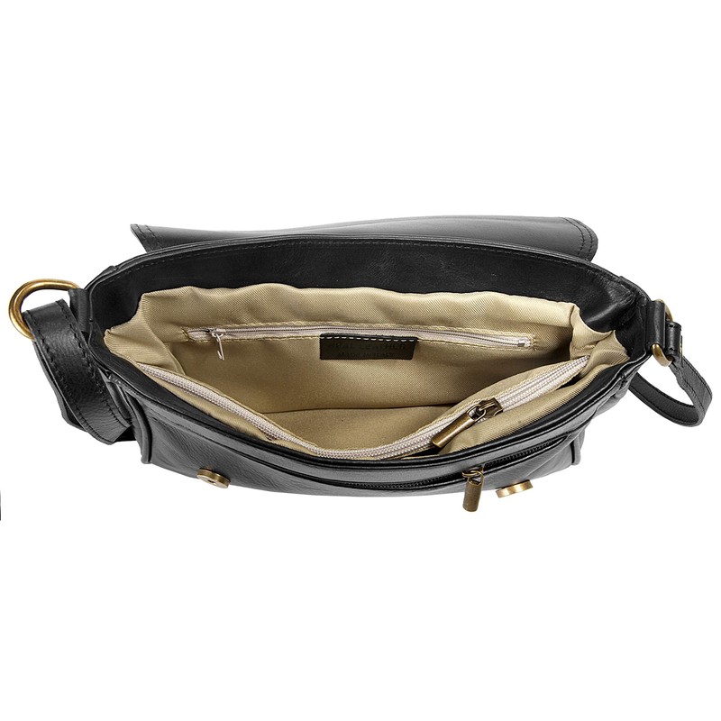 Cluty Women's Shoulder Bag Black Genuine Leather 019283, black
