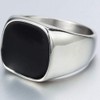 Kingray Jewelry Stainless Steel Classic Simple Plain Black Enamel Signet