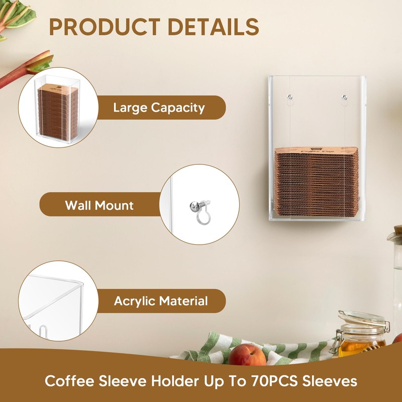 AFOROEOA Coffee Cup Sleeve Holder Holds Up To 75 Sleeves