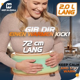 HOT.N.CHILL® 2L Hot Water Bottle Long [73 cm] - Perfect as Shoulder & Neck Hot Water Bottle - Leak-proof Hose Hot Water Bottle for Tying - Long Hot Water Bottle 2.0 L, Cuddly Bed Bottle