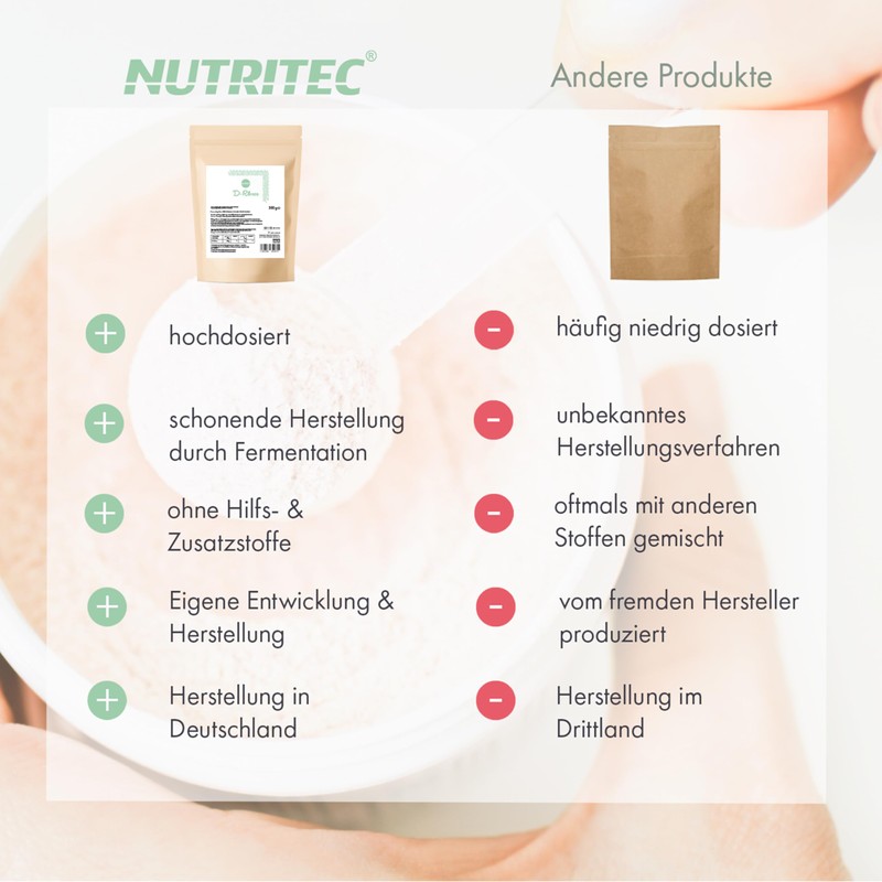 Nutritec D-Ribose 300 g, high purity without additives, natural from