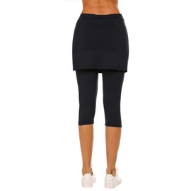 Ekouaer Skirts with Leggings Capri Skorts Golf Skirted Leggings Athletic Clothes Active Tight Pants Black