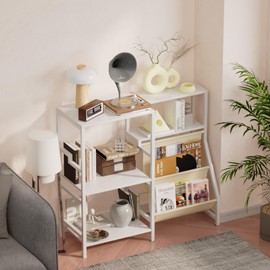 EH-TOOEP White Record Player Stand White, Record player Table, Record Player Stand with Vinyl storage, Vinyl Player Stand, Record Player Table with Album Storage, Table for Record Player