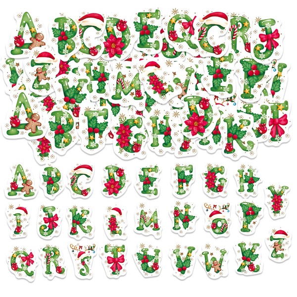 52PCS Christmas Letter Stickers - Mini Size Scrapbook Stickers, DIY