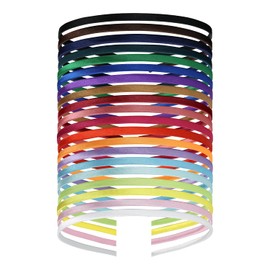 20 Pack Women Colorful Plain Blank Cloth Fabric Covered Slim Thin Hard Black Metal Headband Hairband Elastic Hair Hoop Holder Clasp Tiara Crown Headpiece Accessories DIY