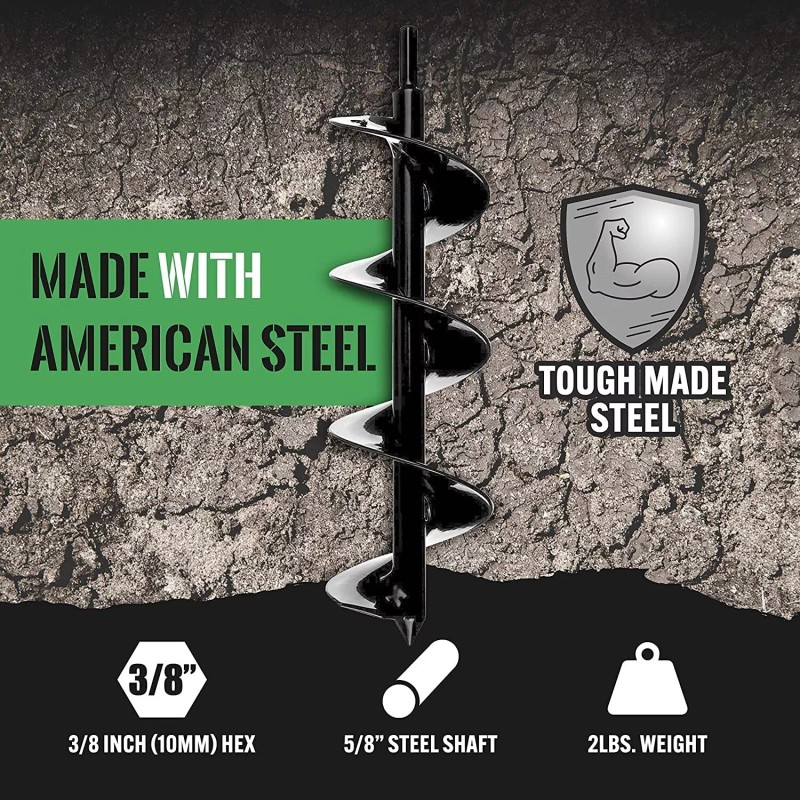 Power Planter DIY Guru Garden Auger Black- 3"x12" Drill Bit