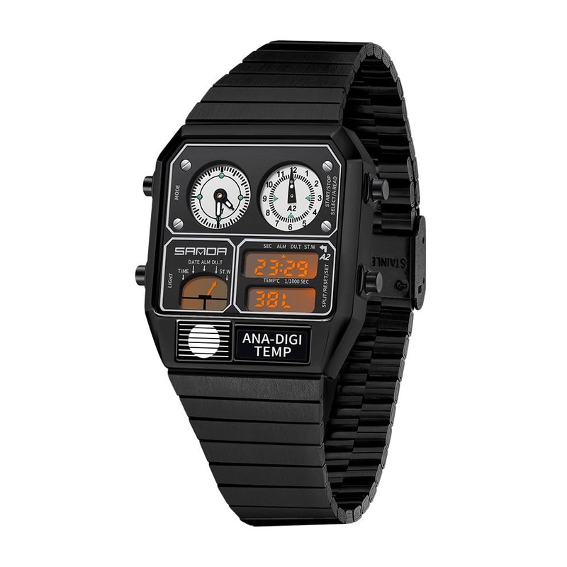 MASTOP Retro Square Digital Watch with Temperature Display Unisex 7.5Inch