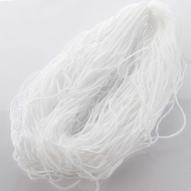 3mm (1/8 Inch) Soft Stretch Skinny Elastic Round Spandex Bands for Sewing, Mask Ear Loops, Crafts - White 25 Yards - Ships from USA Warehouse