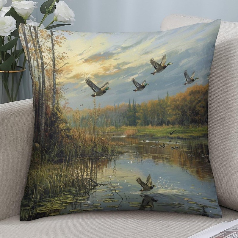 2 Packs Mallard Duck Jungle Lake Throw Pillow Covers for