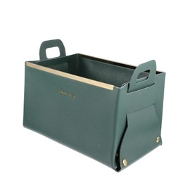 iplusmile Desktop Storage Box Compact Leather Organizer Handle for Home Sundries Versatile for Kitchen Bathroom and Bedroom Storage Easy to Clean and Foldable Elegant