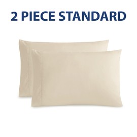 Cathay Home Hospitality 2-Piece Standard Pillowcase Set Hotel Collection - Twin, Twin XL, Full, Queen - Wrinkle & Fade Resistant Double Brushed Ultra Soft Microfiber - Cream, Standard (20" x 30")