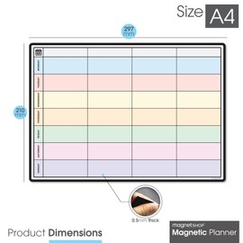 TMS A4 Magnetic Weekly Planner and Dry Wipe Pens | Fridge Magnet Calendar, Meal Planner Whiteboard for Kitchen | Small Dry Erase Memo Board for To Do List, Office Notes or Daily Reminders