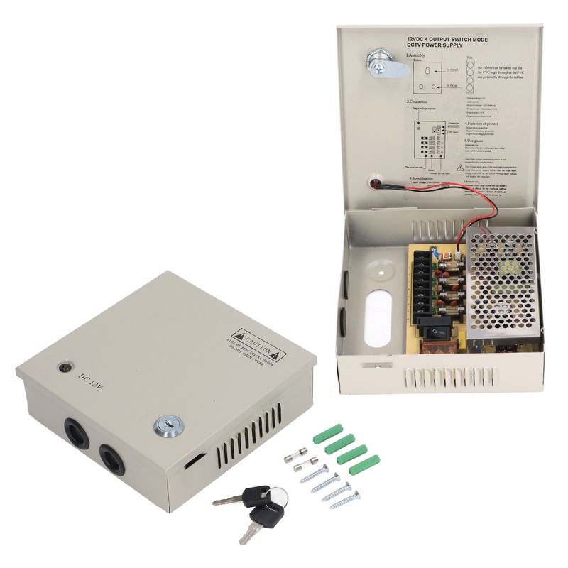 4 Channel 12V CCTV Power Supply 3A Fuse Closed Circuit
