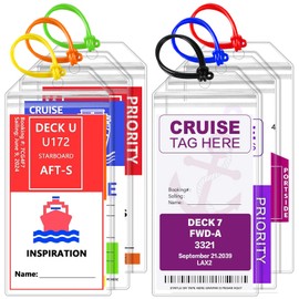 UliraGad 6 Pack Cruise Luggage Tag Holder – Durable Waterproof Luggage Tags for Cruise Ships with Zip Seal – Cruise Essentials Tags Holder – Clear Transparent (6-Pack)