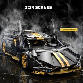 Chodia Sport Race Car Building Block Sets for Adults Boys,Black Technical Racing Supercar Toys Kits with LED Light Collectible 1:14 MOC Model Construction Birthday Gifts for Teens Age 8-12 8-14,14+
