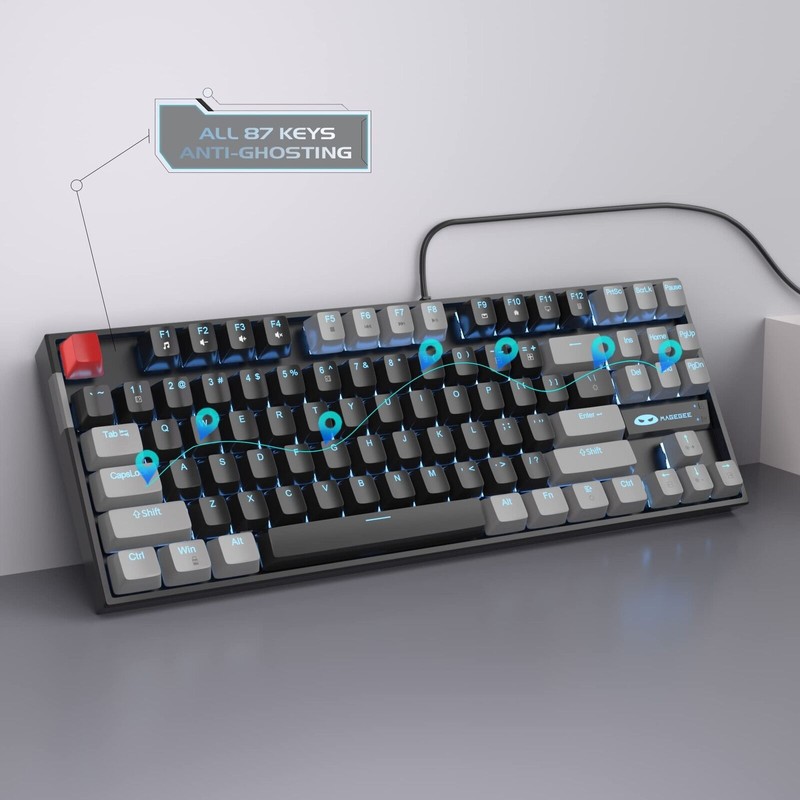 MageGee 75% Mechanical Gaming Keyboard with Red Switch, LED Blue