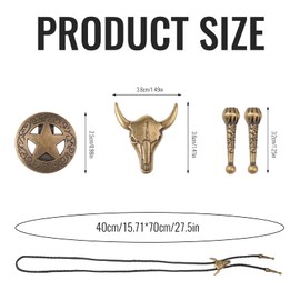 MOKIDO Pack of 2 Bolo Tie, Cowboy Costume Men, Cowboy Shirt Men, Western Outfit Men, Cowboy Vest Men, Adjustable Lariat Necklace, Leather Rodeo Pendant for Men and Women, bronze