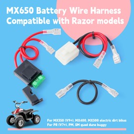 GLOXTED MX650 Battery Wire Harness 14 Gauge Compatible with Razor MX350 MX400 MX500 Electric Dirt Bikes PR PM SM Quad Dune Buggy, 4 Holes, 3 Wire Plug