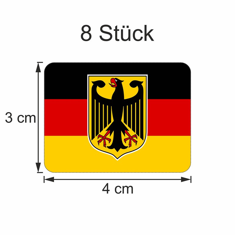 Set of 8 Sticker Germany Federal Eagle Flags Set |