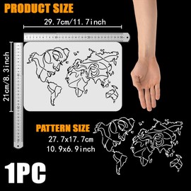 FINGERINSPIRE World Map Human Face Painting Large Stencil 8.3x11.7inch PET Character Spraying Big Stencil Reusable Minimalist Line Pattern Wall Stencil Abstract Man Woman Art Face Painting Template