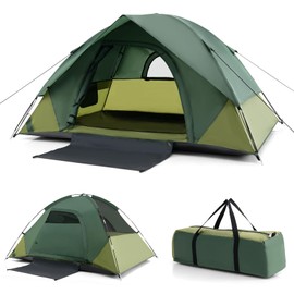 Tangkula 2 Person Camping Tent, Portable Backpacking Tent with Removable Rainfly, Floor Mat, 4 Mesh Walls & Zippered Doors, Carrying Bag, Family Dome Tent for Camping Hiking
