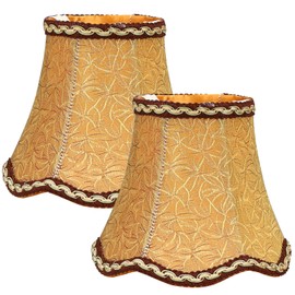 Fuloon Small Lamp Shades Clip on Bulb, Modern European Style Mini Bell Lampshades for Chandelier, French Country Chandelier Lamp Shades, 3.14x5.51x4.72 in, 2 Pack (Coffee)