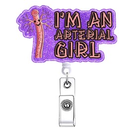 I'm an Arteiral Girl Phlebotomy Funny Badge Reel Retractable for Nurse Phlebotomist Blood Badge Holder with Alligator Clip Cute Healthcare Nursing RN CNA Medical Badge Clip ID Card